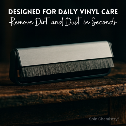 Silver Anti-Static Carbon Fibre Vinyl Record Cleaning Brush