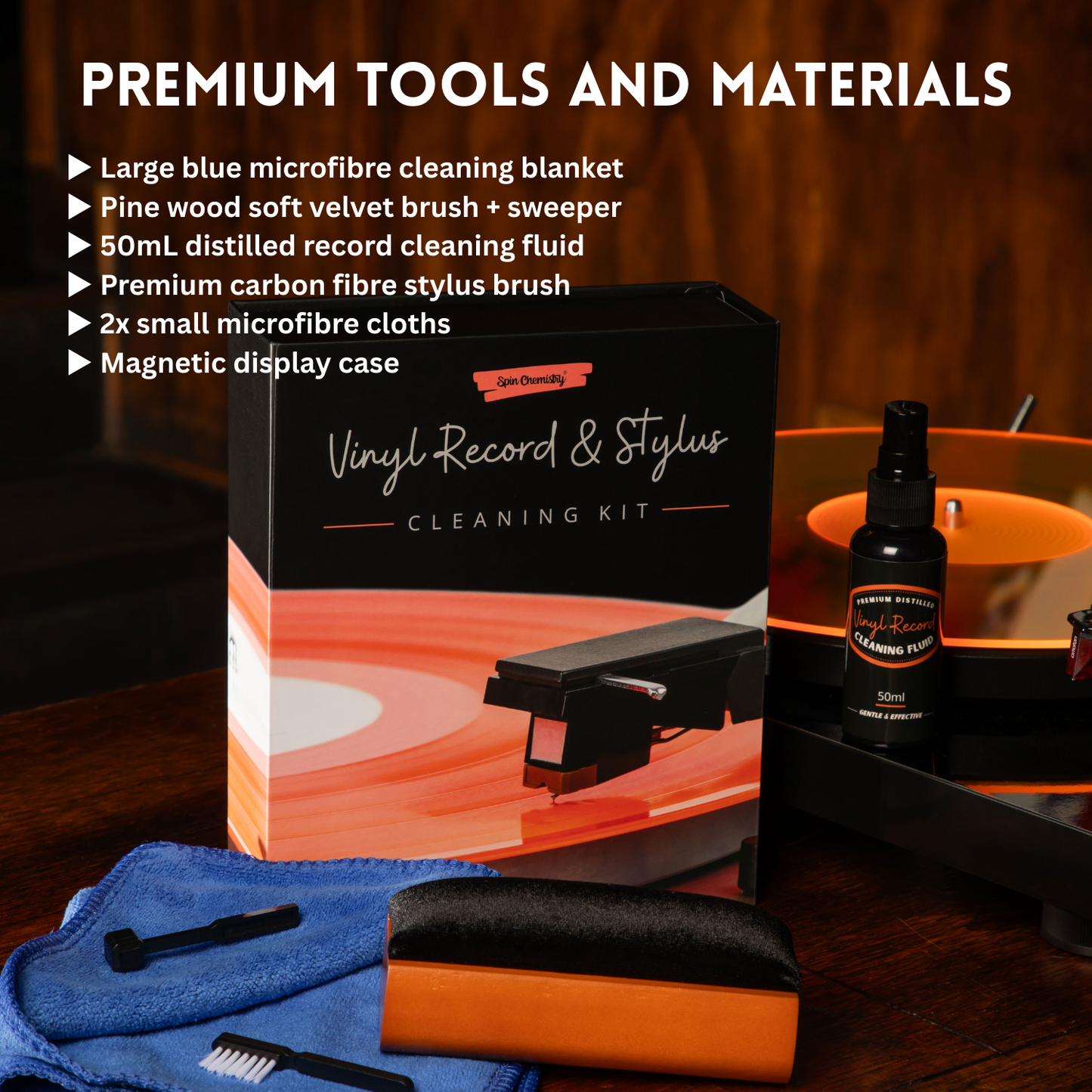 [BUNDLE] 50 Pack 12" Marshmallow Outer Sleeves + Complete Record Cleaning Kit